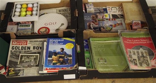 4 boxes sporting memorabilia